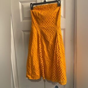Strapless orange eyelet Maeve Anthropologie dress